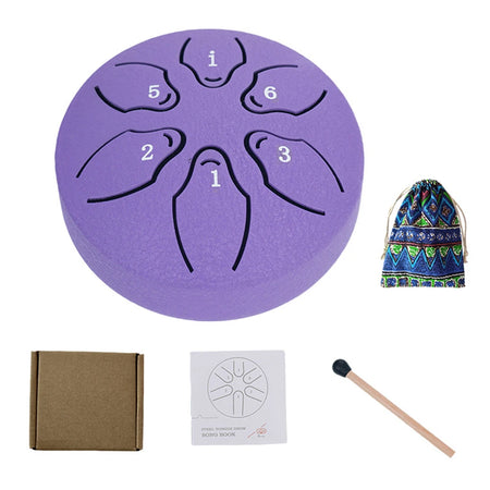 Steel Tongue Drum Hand Pan 3 Inch 6 Notes &ndash; Compact Purple