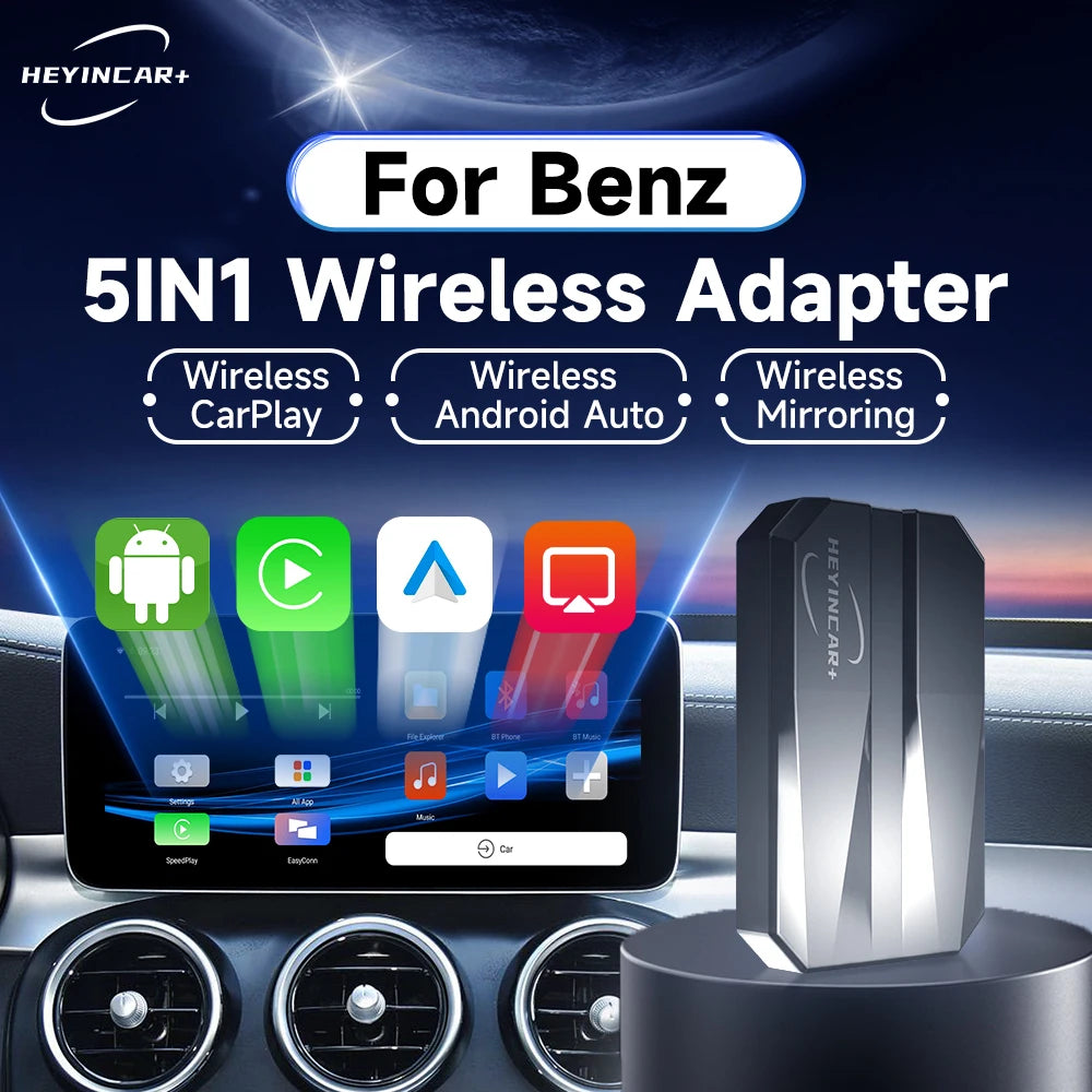 2025 HEYINCAR 5IN1 Ai Box &ndash; Wireless Android Auto CarPlay Adapter for Mercedes Benz