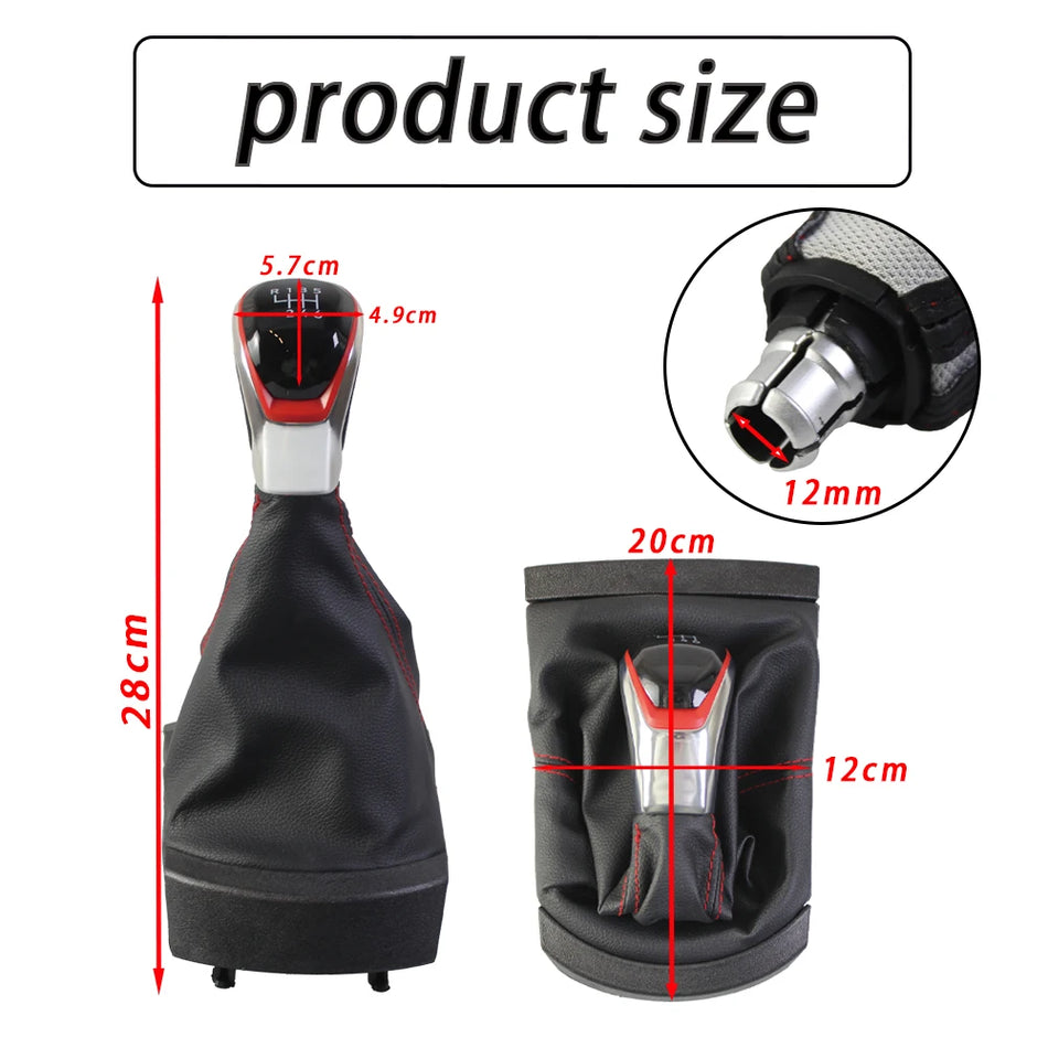 Pomello del Cambio per Seat Ibiza 2002-2008 Trasmissione Manuale 5/6 Marce in Plastica ABS Copertura in Pelle