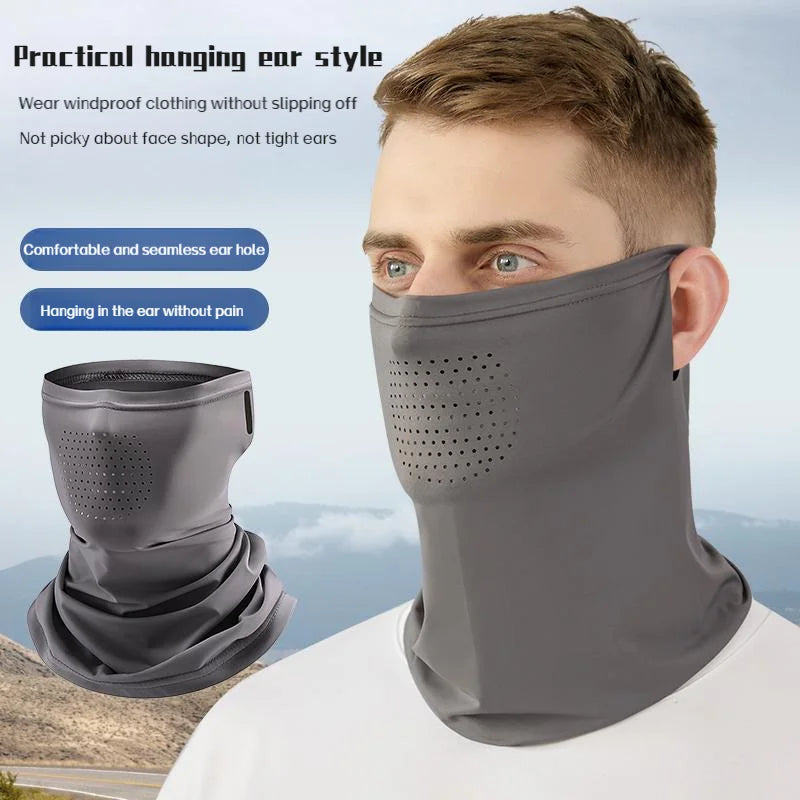 Ice Silk zonbeschermingsfietsgezichtsmasker, polyester nekmof