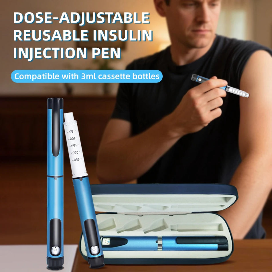 Pluma de insulina reutilizable para jeringas de 3 ml, conforme a la ISO 11608-3 para diabéticos.