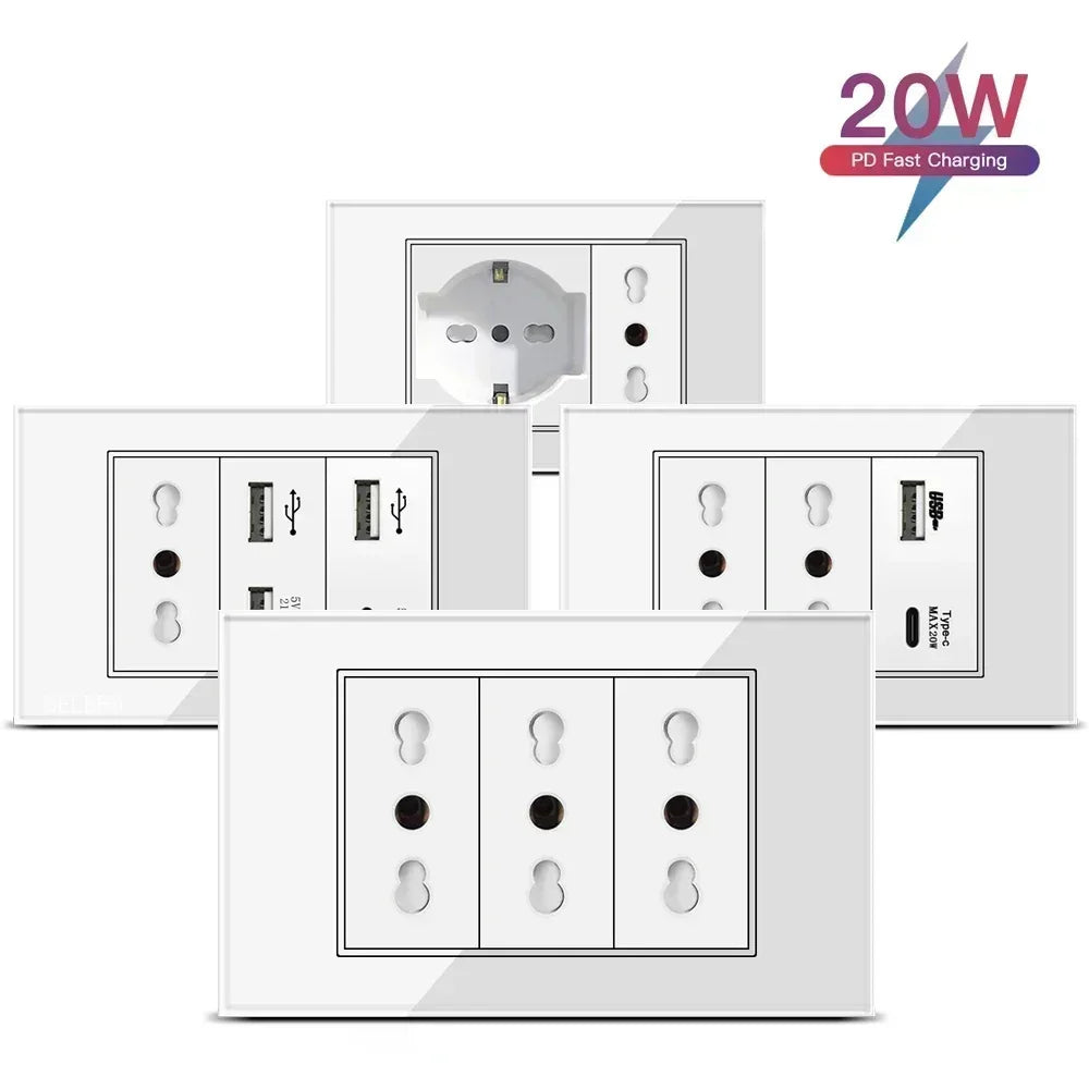 White Glass USB TypeC Wall Socket &ndash; Smart WiFi Switch