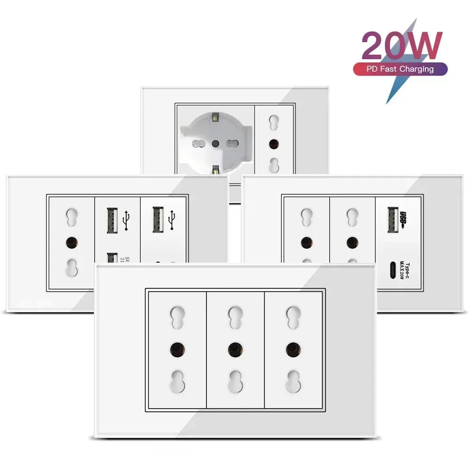White Glass USB TypeC Wall Socket &ndash; Smart WiFi Switch