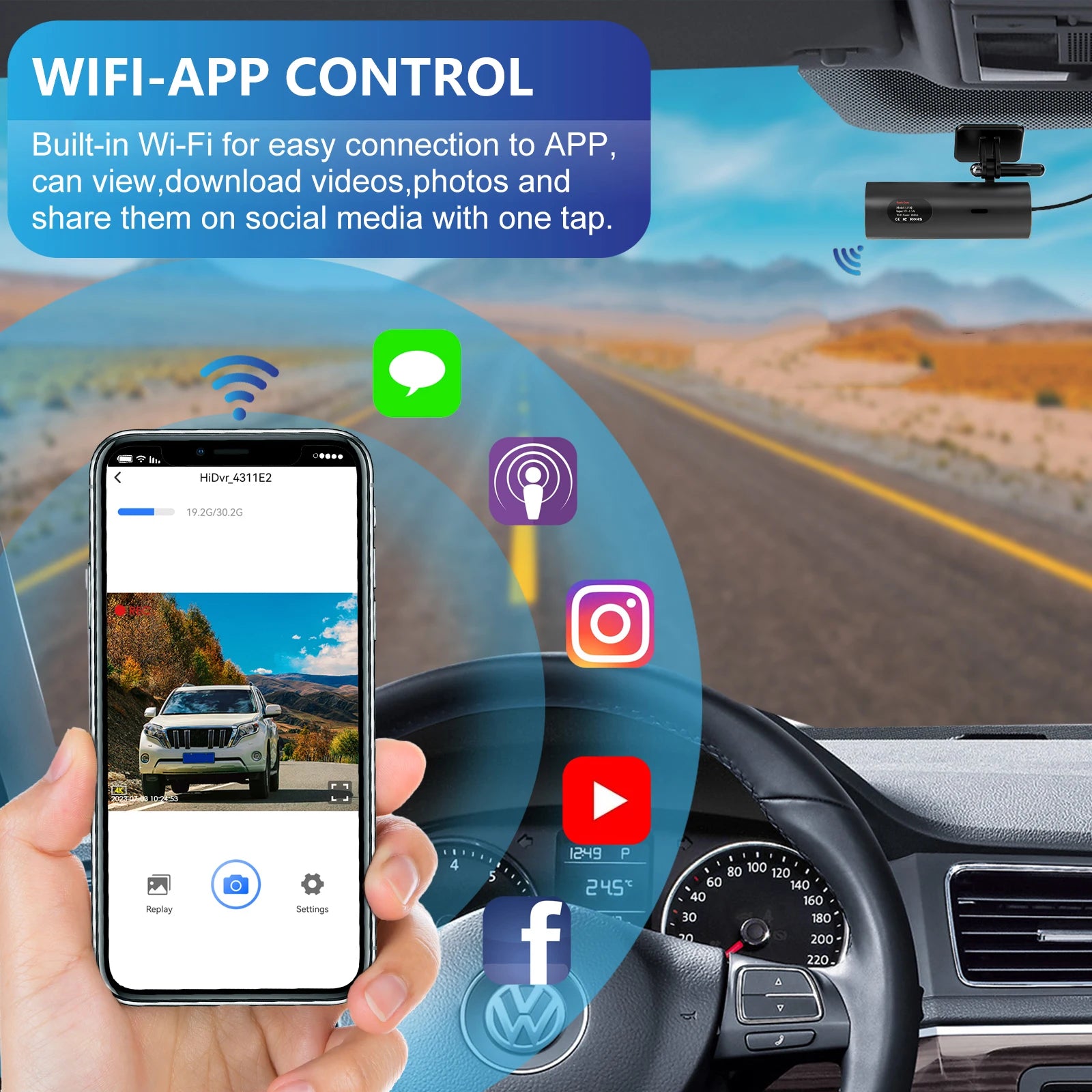 4K WiFi Dash Cam with Night Vision