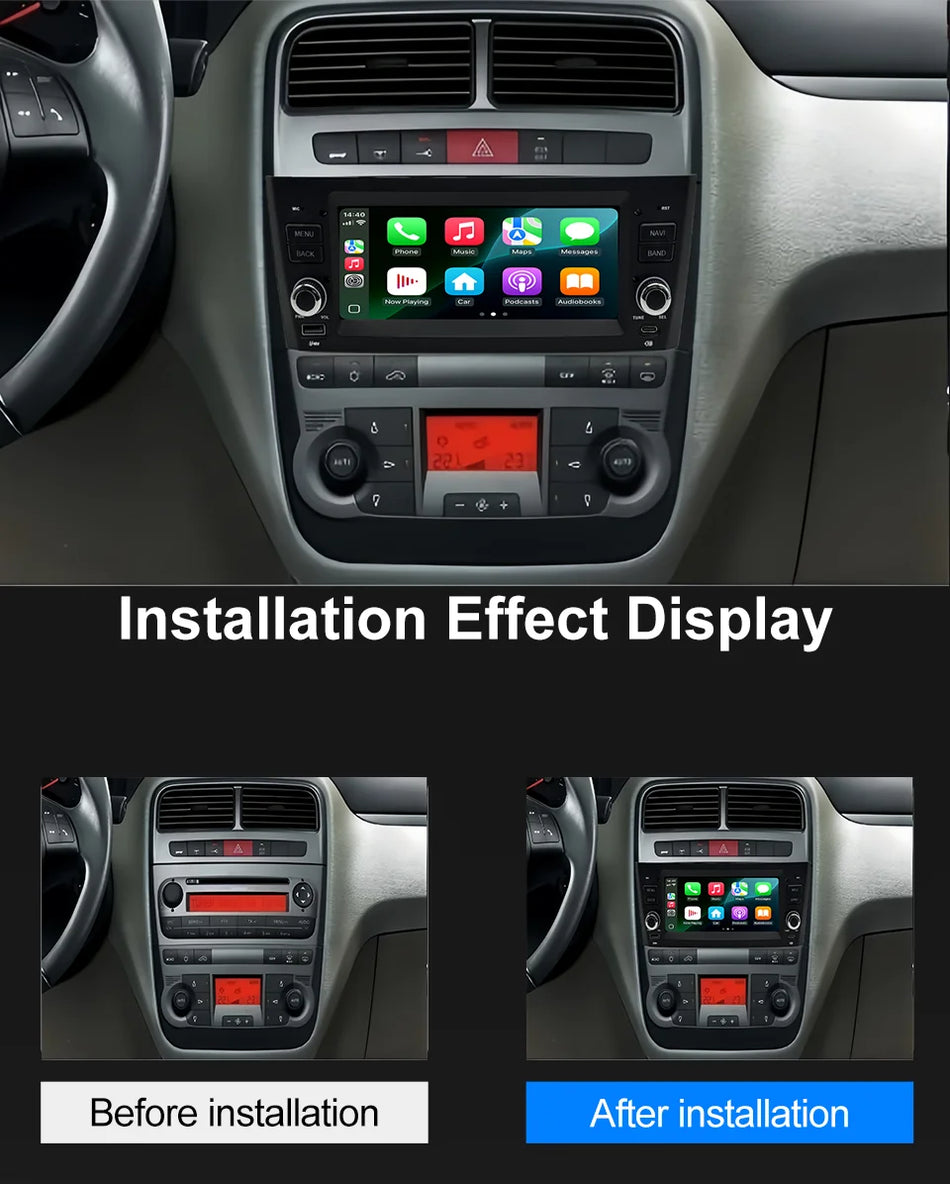 Radio samochodowe Double Din do Fiata Punto Linea z bezprzewodowym CarPlay, GPS i Bluetooth