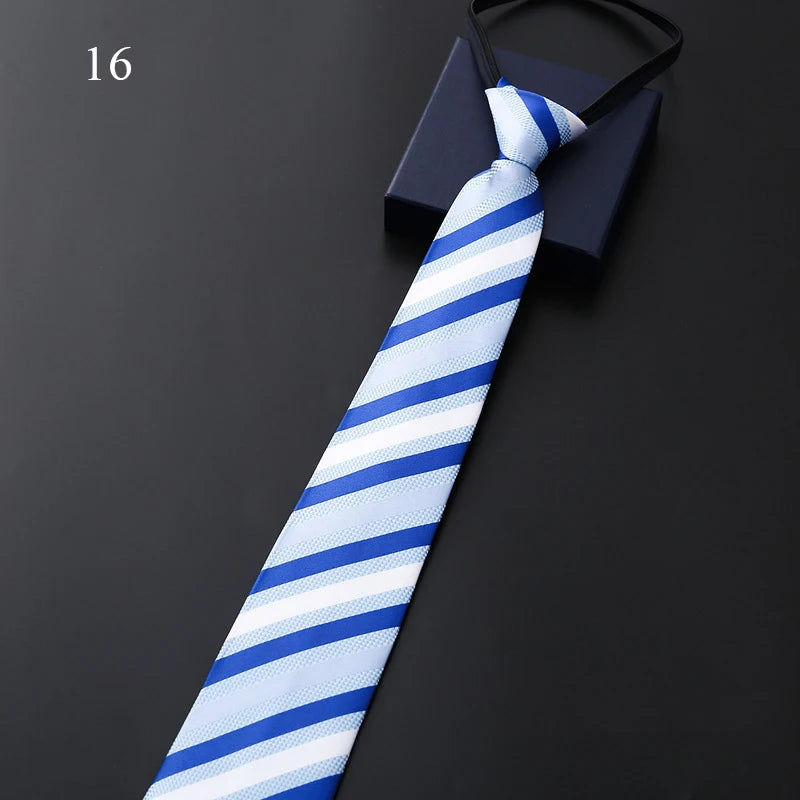 Lazy Zipper Men's Stripe &amp; Solid Colour Slim Tie 16