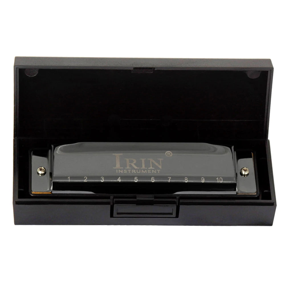 8K Titanium Tremolo Harmonica &ndash; Key C Tone Included Type E-10 hole Blue