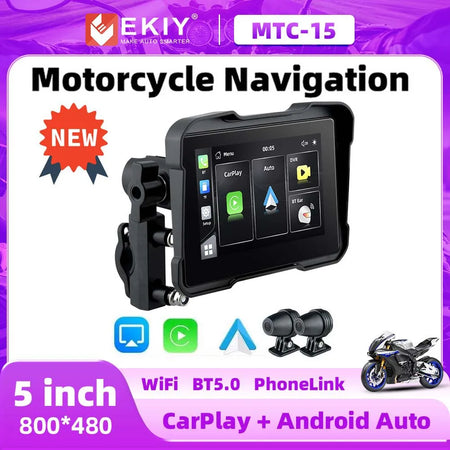 EKIY 5 Inch Portable Motorcycle Display &ndash; IPX7 Waterproof Wireless CarPlay and Android Auto