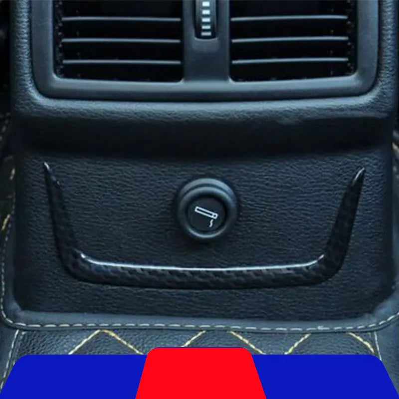 Cigaretės žiebtuvėlio apdaila BMW X1 F48 2016-2022 ABS chromo formavimas su anglies pluošto raštu galiniam interjero akcentui