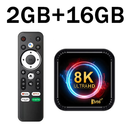 TV98 RK3528 TV Box &ndash; Ultra HD 8K Android 13 Quad Core tv98rk3528box2g16g / UK Plug