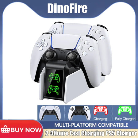 DinoFire Dual Fast Charger &amp; Stand for PS5 DualSense Controllers