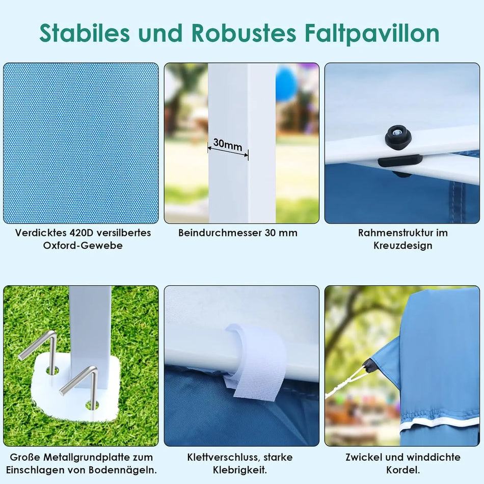 3x6m Αδιάβροχο Αναδιπλούμενο Περίπτερο Με Τέσσερις Πλευρές Υπαίθρια Σκηνή