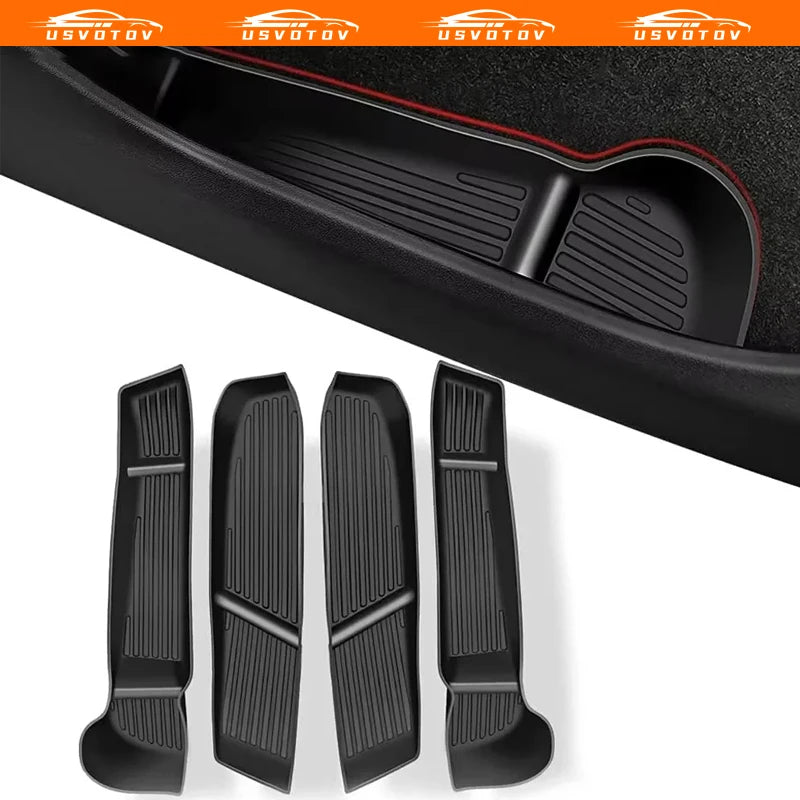 Dörrsidan förvaringslåda för Tesla Model Y och Model 3 Highland TPE anti-smuts konsolorganisatör