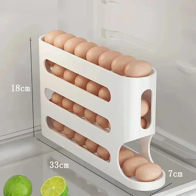 Automatic Egg Rolling Storage Box &ndash; Multi-Layer Organiser for Fridge White1