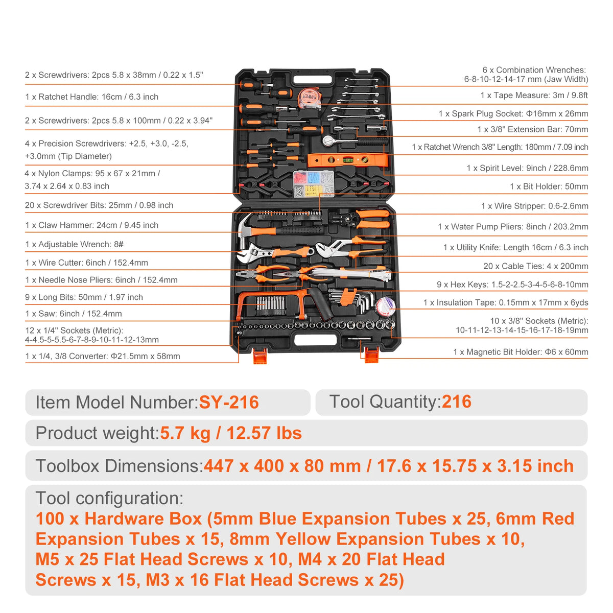 SucceBuy Tool Kit With Portable Case &ndash; Comprehensive Tools 216pcs / United States