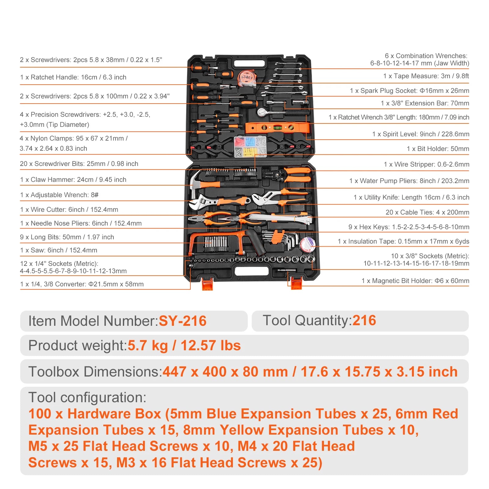 SucceBuy Tool Kit With Portable Case &ndash; Comprehensive Tools 216pcs / United States