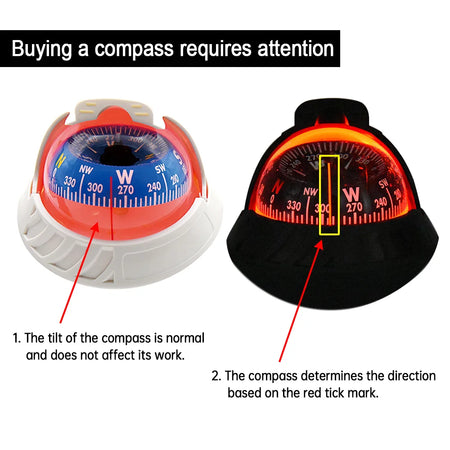 Navigation Compass With LED Light - Pivoting Design
