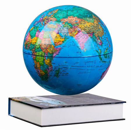 Levitating Globe with Book-Shaped Base &ndash; 360&deg; Rotating Magnetic Floating World Globe for Home Decor &amp; Educational Gift Administrative Map / UK Plug