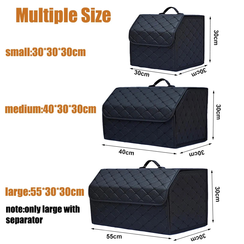 Car Trunk Organizer Box Capacity PU Leather Folding Storage for Tools