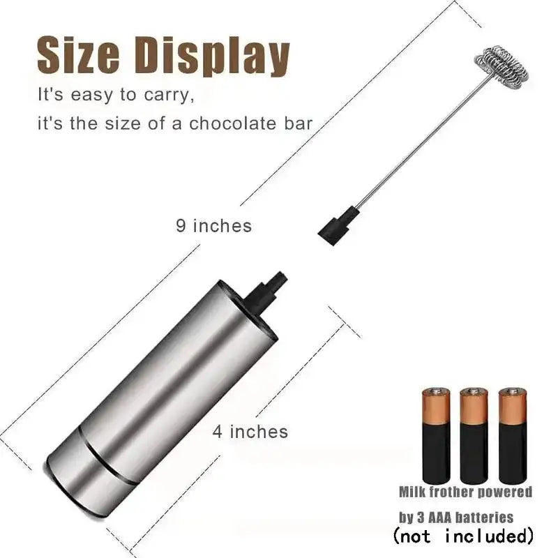 Electric Milk Frother With 3 Stainless Steel Whisks Coffee