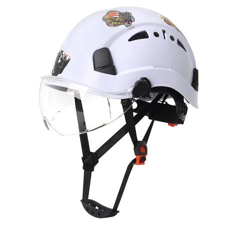 CE Safety Helmet With Goggles &ndash; Includes 50 Pcs Stickers White Clear Lenses