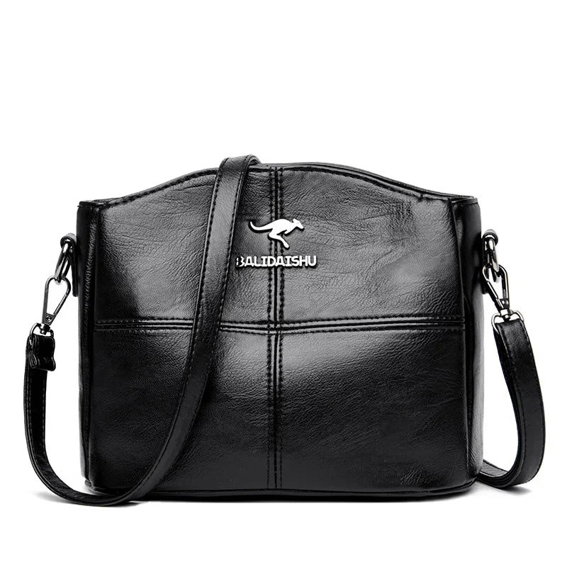 Elegant Embroidered PU Leather Tote Bag for Women black / CHINA