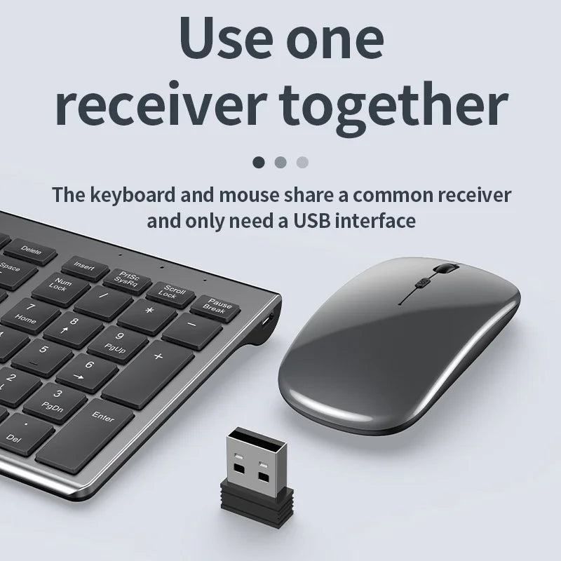 Gray Bluetooth Keyboard Mouse &ndash; Rechargeable Full Size