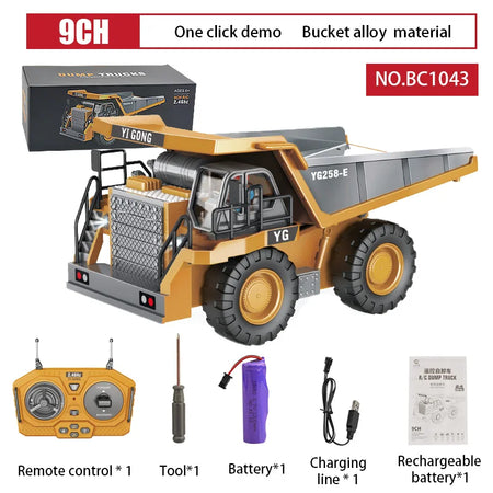 BigShu 1:24 RC Alloy Dump Truck and Excavator Set for Kids NO.BC1047