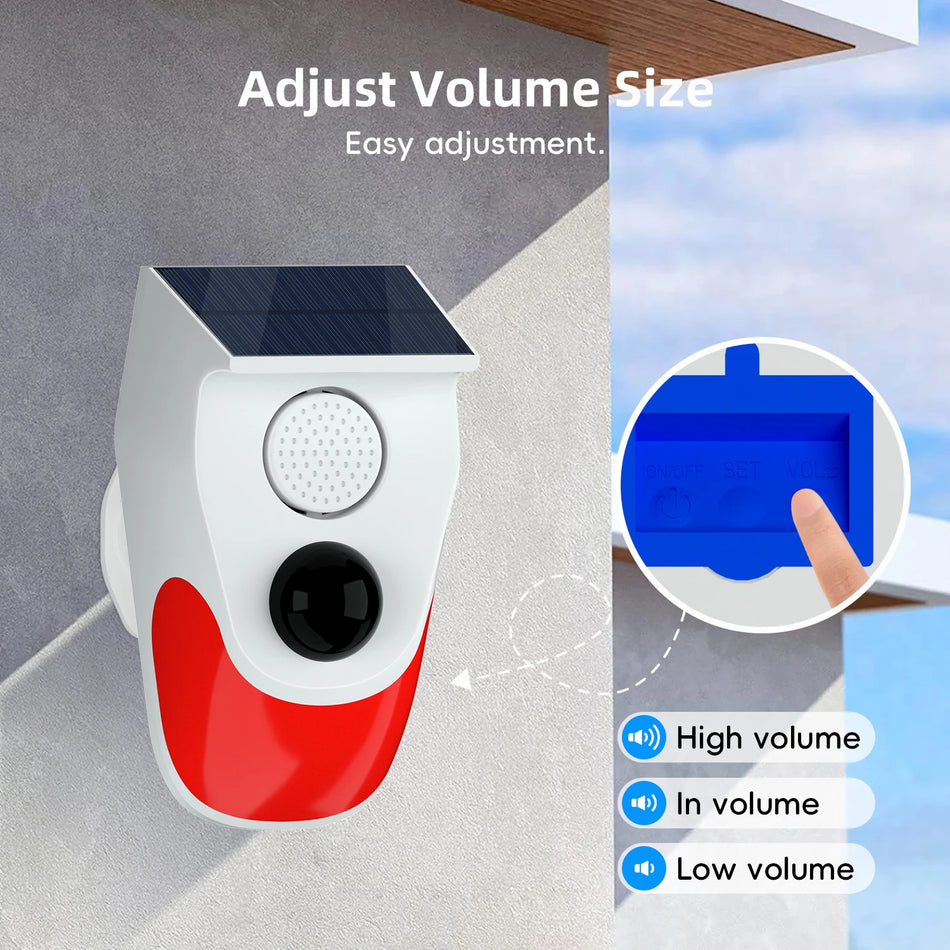 Наружная солнечная PIR сигнализация с сиреной 120 дБ Водонепроницаемая система безопасности Управление через приложение