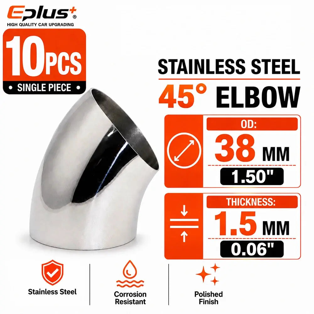10PCS Universal Stainless Steel 45 Degree Elbow Pipe Polished Weld‑On Pipe Fitting Bend Tube for Car Exhaust Muffler Replacement by InterCyprus Trading Ltd