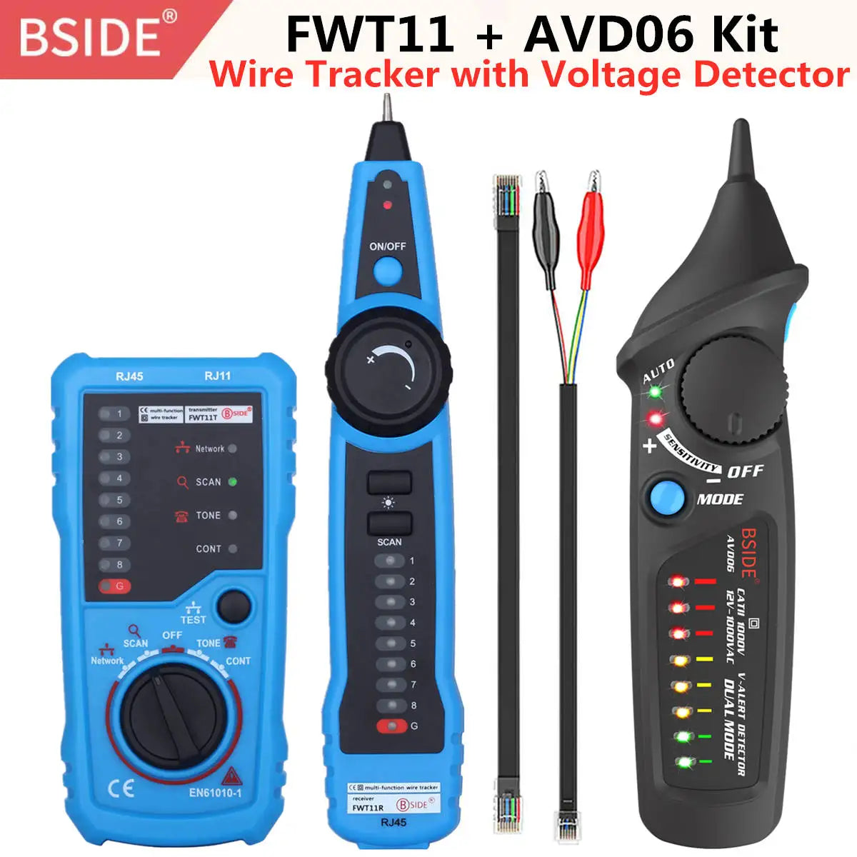 BSIDE FWT11 Tone Generator And Probe Kit &ndash; Cable Tracer FWT11 with AVD06 / CHINA