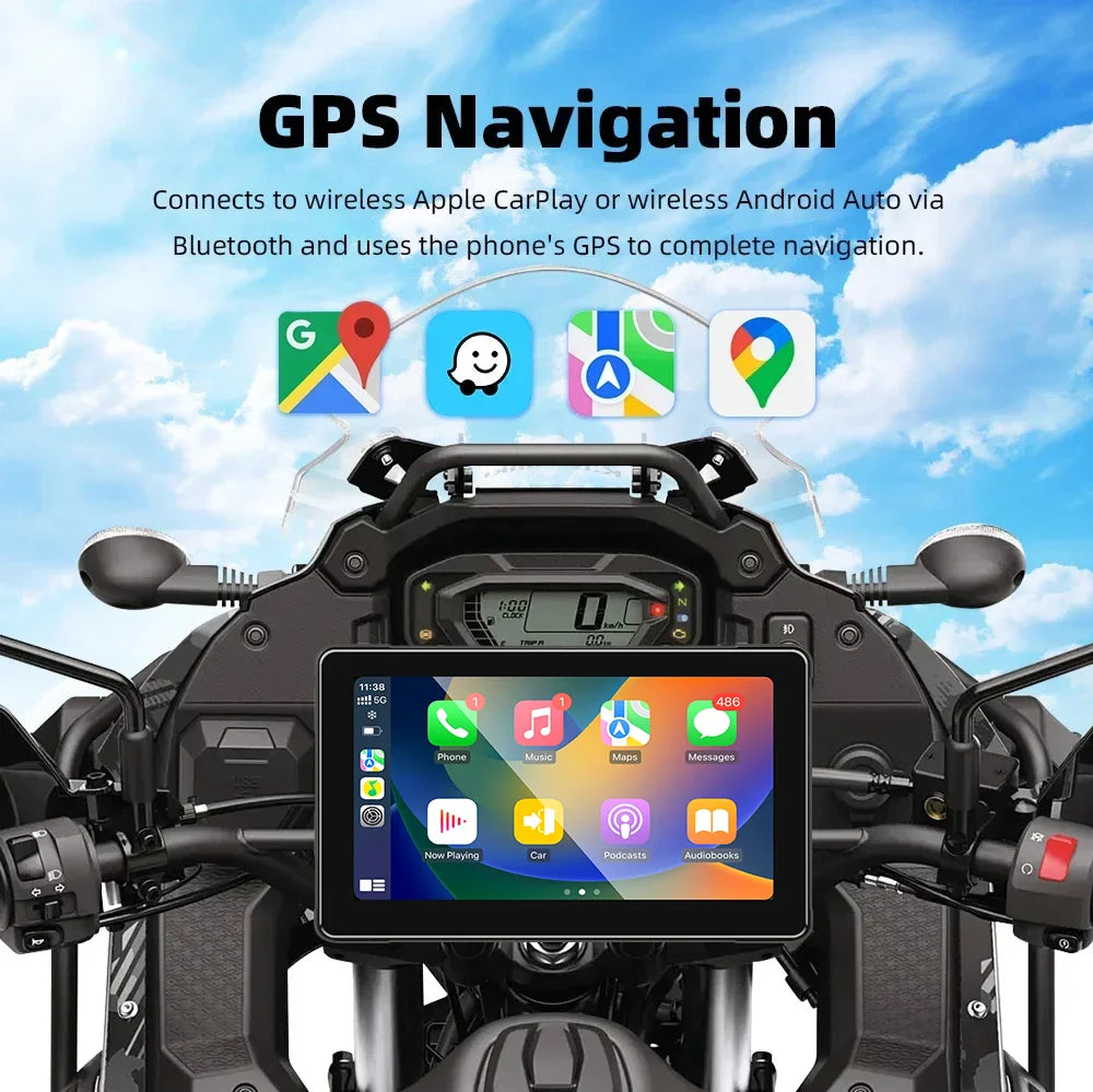 Srnubi 7 Inch 2K HD Motorcycle DVR &ndash; Wireless CarPlay and Android Auto Support