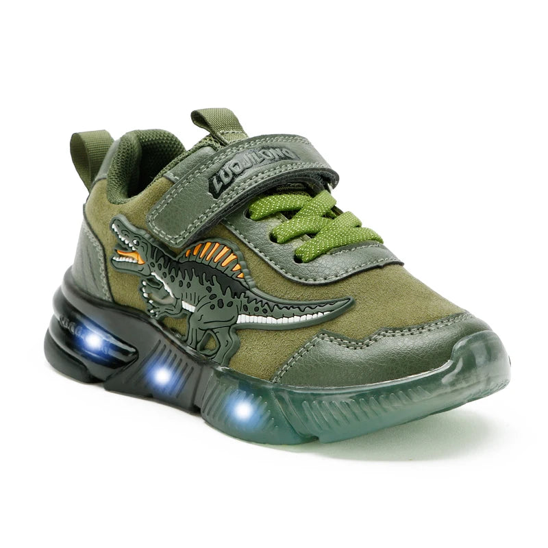 EXDINO Light Up Dinosaur Sneakers for Boys 2-6Y