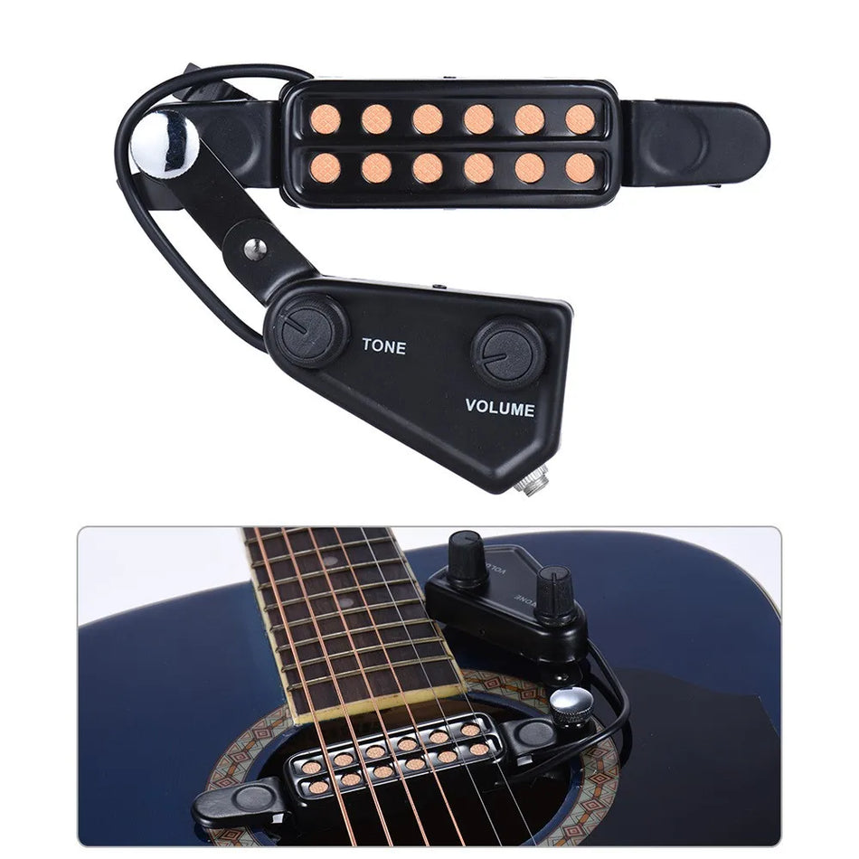 Gitarren-Pickup 12-Loch Schallloch P-011 magnetischer Wandler mit Klangregler