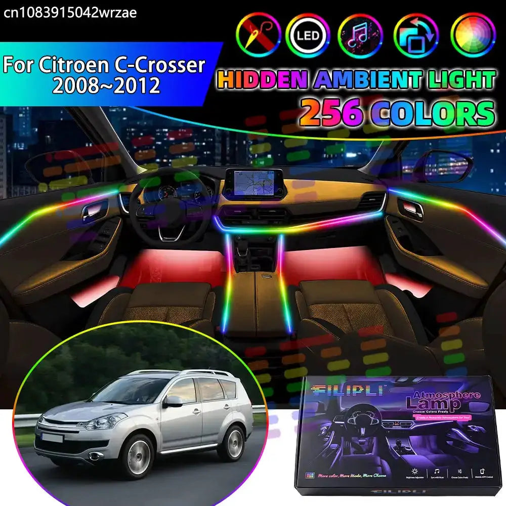 For Citroen C-Crosser 2008~2012 2009 2010 RGB Car Interior Ambient Lights Strips Breathing Lighting Kit App Control LED strips by InterCyprus Trading Ltd
