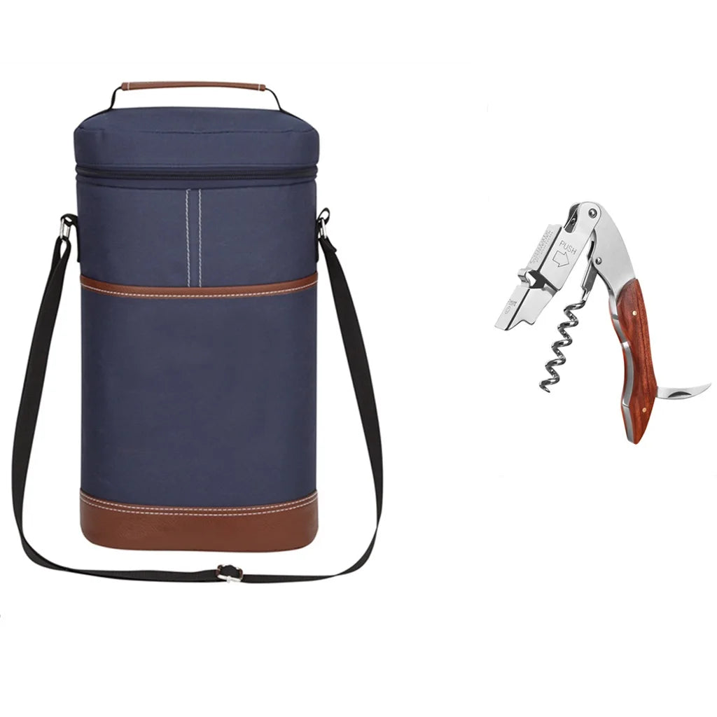 Soft Cooler Wine Bottle Bag &ndash; Keeps Drinks Cold Anywhere Blue and Opener