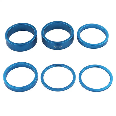 Bike Headset Spacer Kit 6 Pcs 2 5 10mm Aluminum Alloy Blue