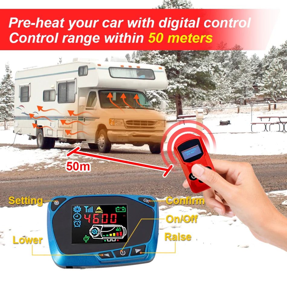 Eberspacher Webasto 12V 5KW diiselõhksoojendi LCD-monitori ja kaugjuhtimispuldiga