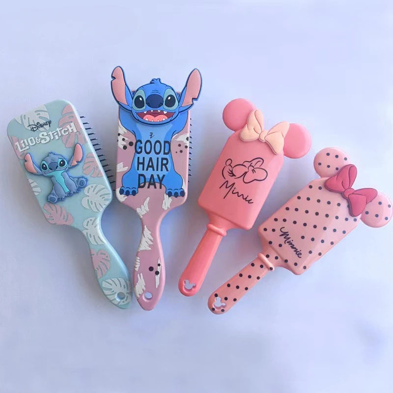 🟠 Disney Stitch Air Cushion Massage Combs Minnie Mouse Cartoon Anime Figures Children Comb Hair Brush Hairdressing Tool Kids Gift