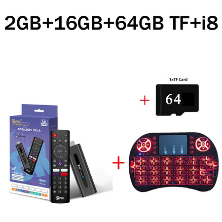 CLIBABIQBOX TV98 ATV Smart TV Stick - Android 14, 4K/8K Support, 2GB RAM, 16GB Storage, Voice Remote tv98atvstick2g64gi8