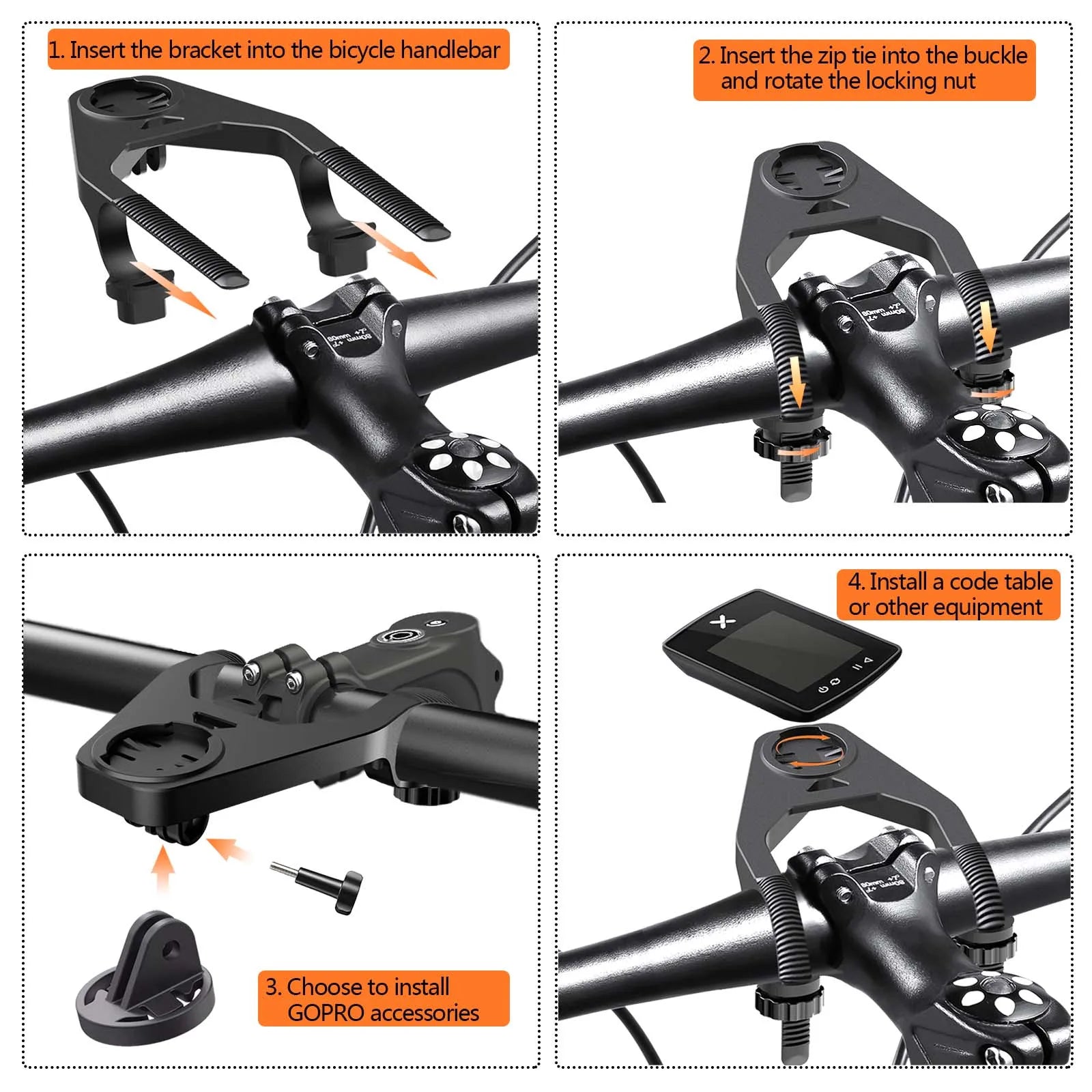 Bicycle Computer Mount Extension Bracket &ndash; Versatile Gopro Connection Interface