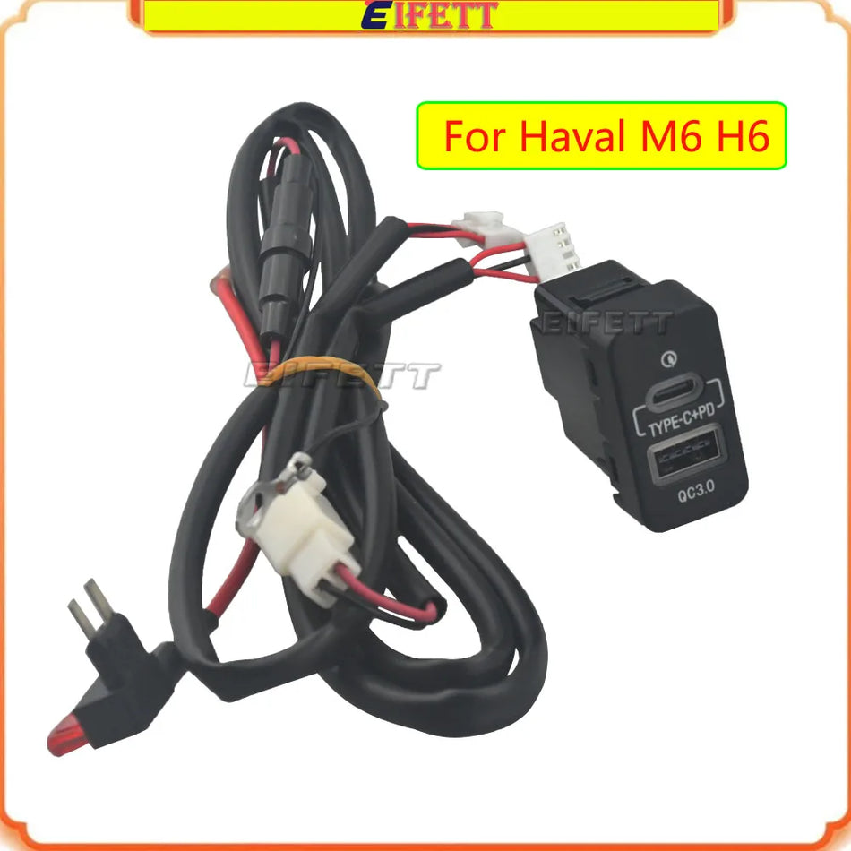 Typ C PD QC3.0 Gniazdo USB do ładowania w samochodzie dla Haval M6 H6 Wingle 5 Wingle 6