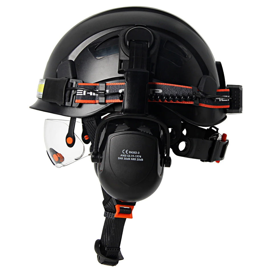 CE Construction Safety Helmet With Goggles &ndash; LED Headlamp