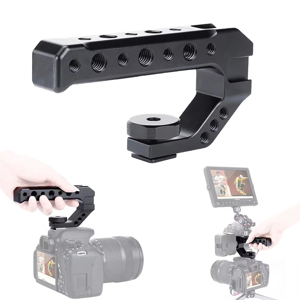DSLR Camera Top Handle Grip | Mirrorless Stabilizer Accessory with Cold Shoe Adapter