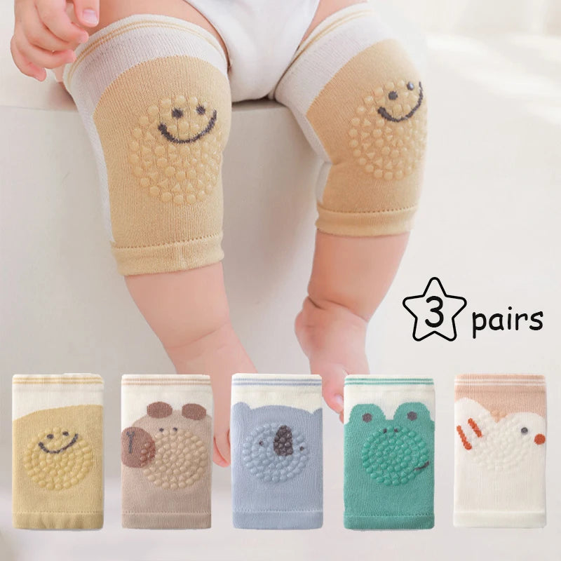 3 Pairs Baby Knee Pad Set Cartoon Mesh Thin &ndash; Non Slip