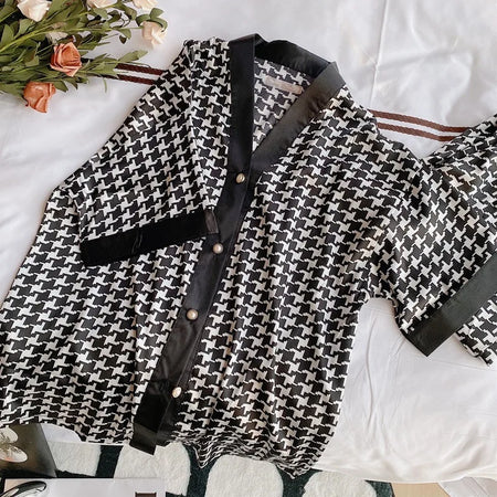 Ice Silk Pajamas for Women - Summer Nightwear Set with Cartoon Print