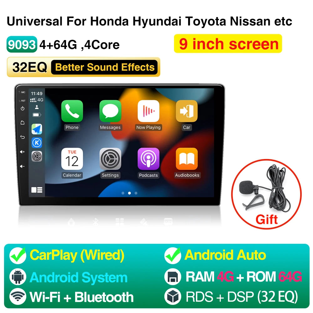 AKAMATE 9Inch Android Car Radio 2 Din &ndash; WiFi Bluetooth GPS 4 64G 36Pro 1