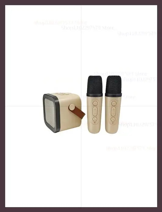 K12 Portable Bluetooth Speaker - Outdoor Karaoke Live Beige with 2Mic