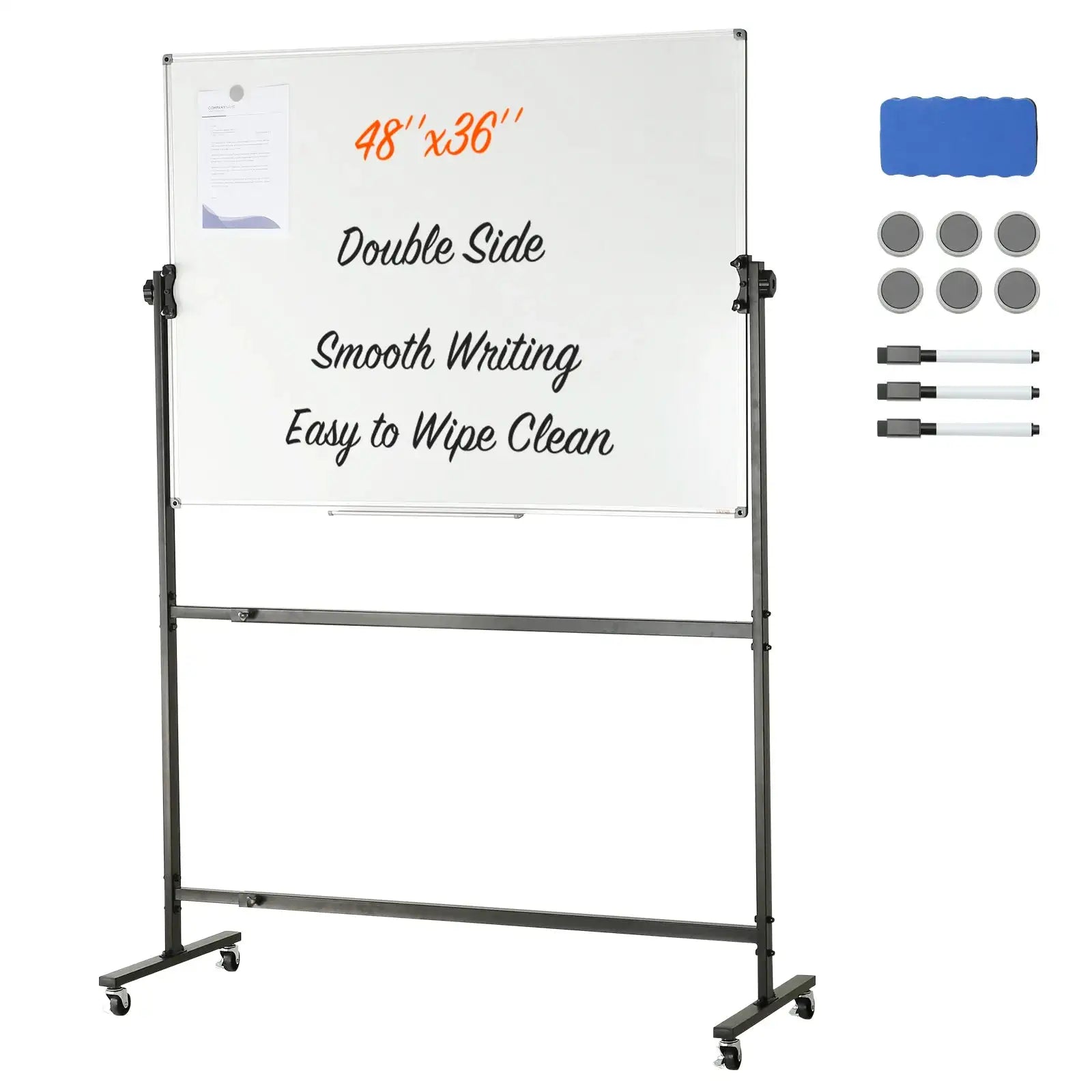 Rolling Magnetic Whiteboard Double Sided Mobile 360