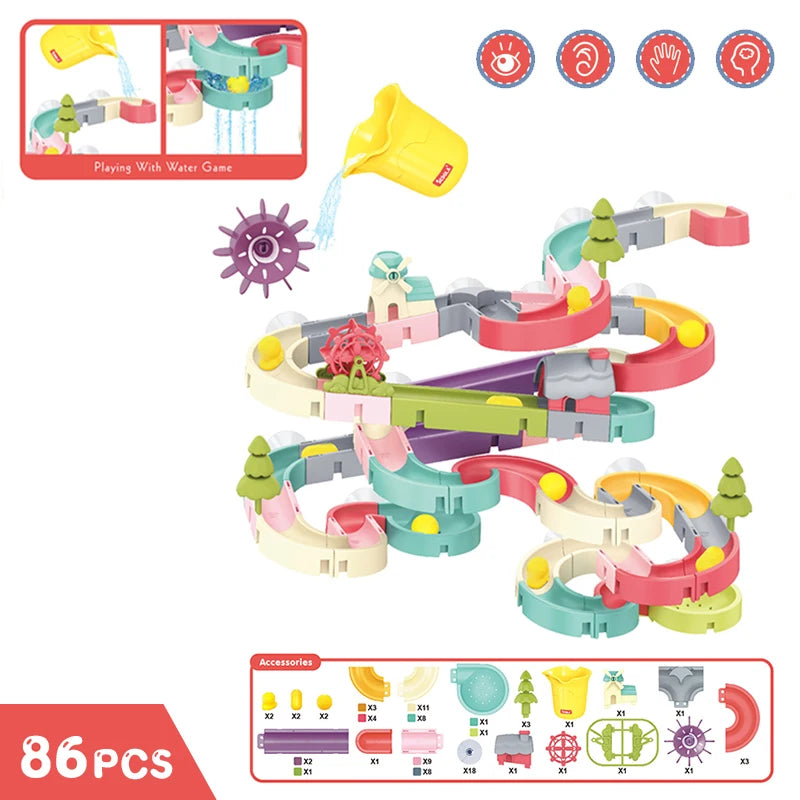 DIY Assembling Water Playing Track &ndash; Engaging Bath Time Fun 86pcs